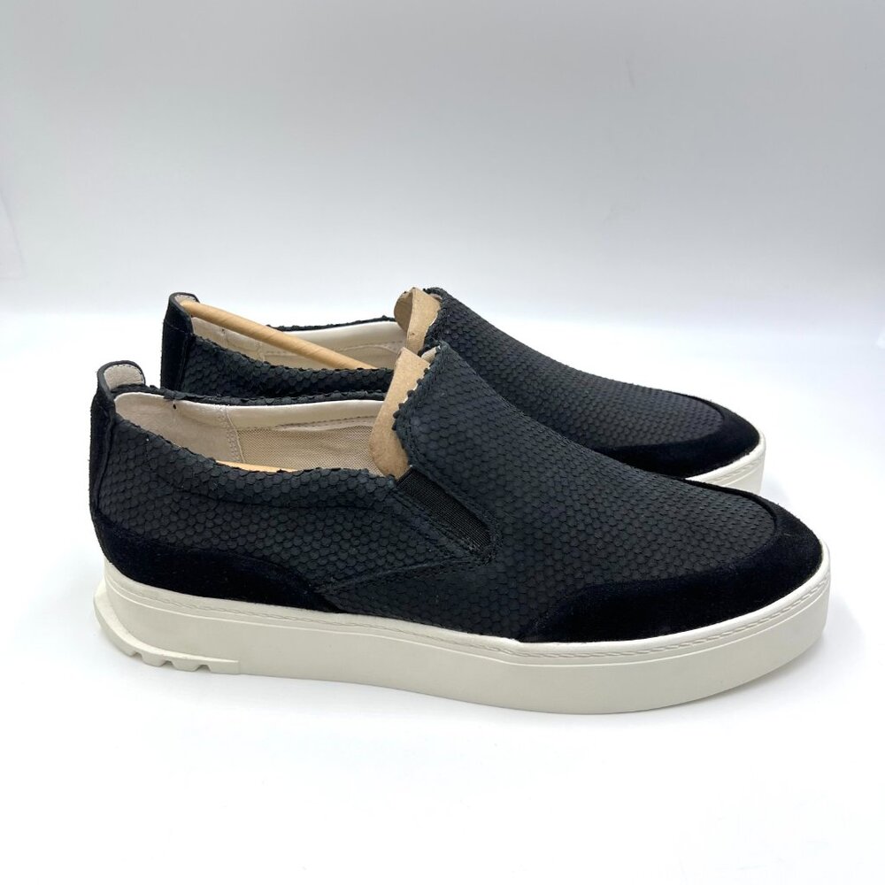 Franco Sarto Womens Size 8 Black Leather Snakeskin Sneakers Shoes